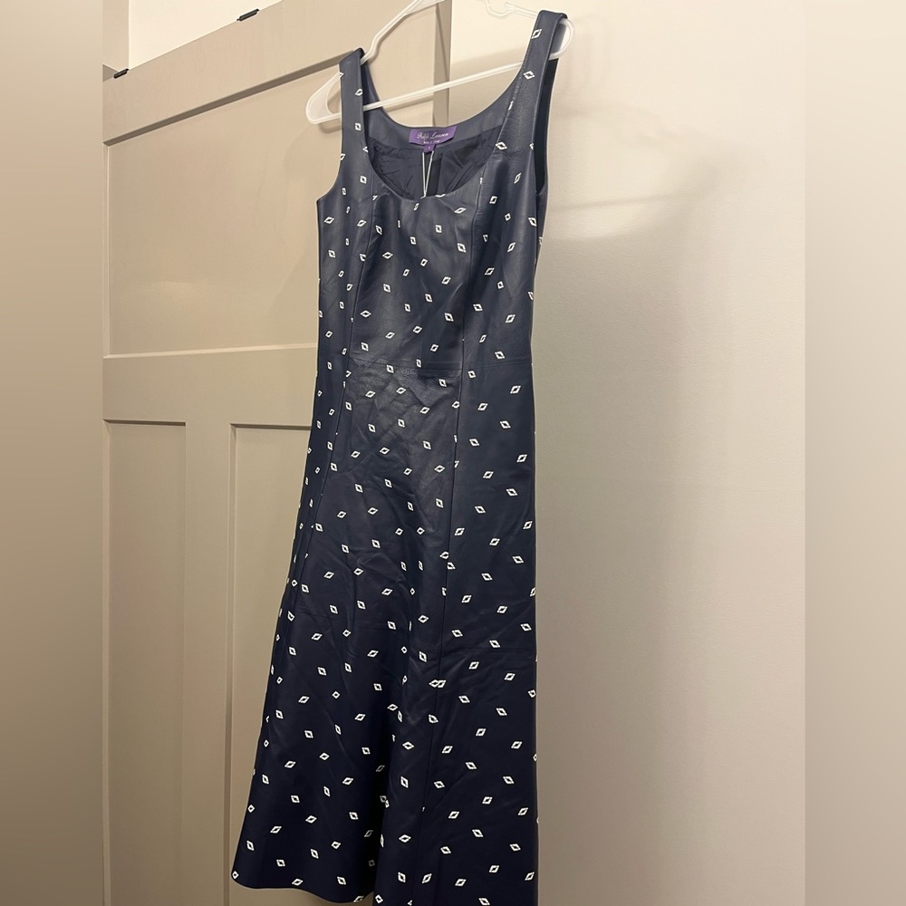 Ralph Lauren Purple Label Navy Blue Leather Dress